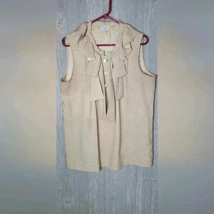 Infinity women's cream tan color sleeveless  blouse size large.